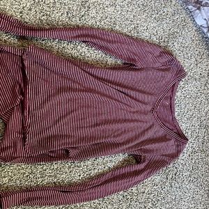 Horizontally striped red shirt